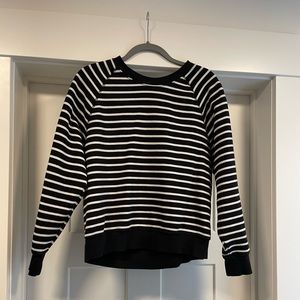 Black and white striped crewneck sweatshirt